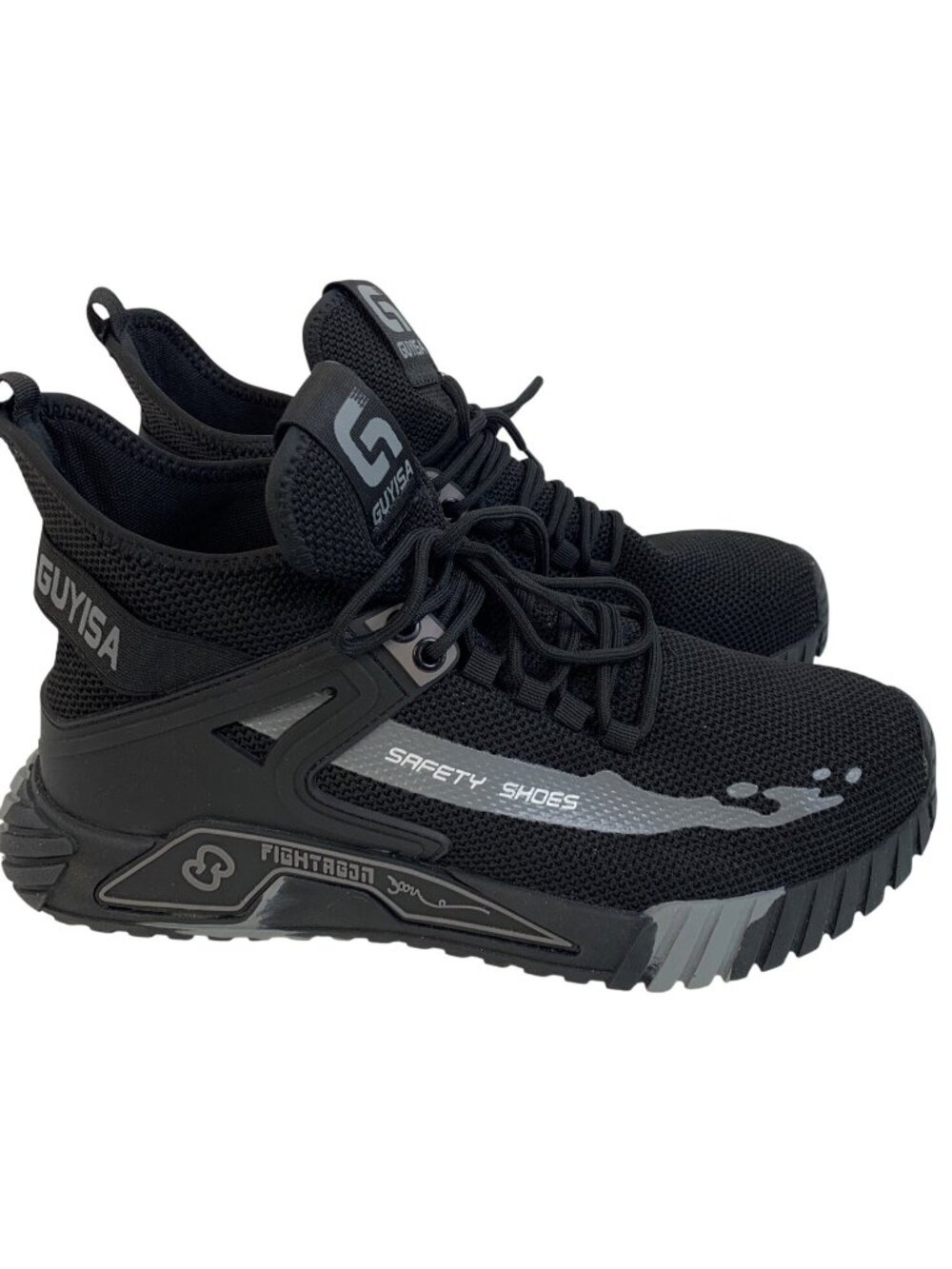 Mens Guyisa Black Athletic Lightweight Steel Toe Safety Shoes Size 12 US